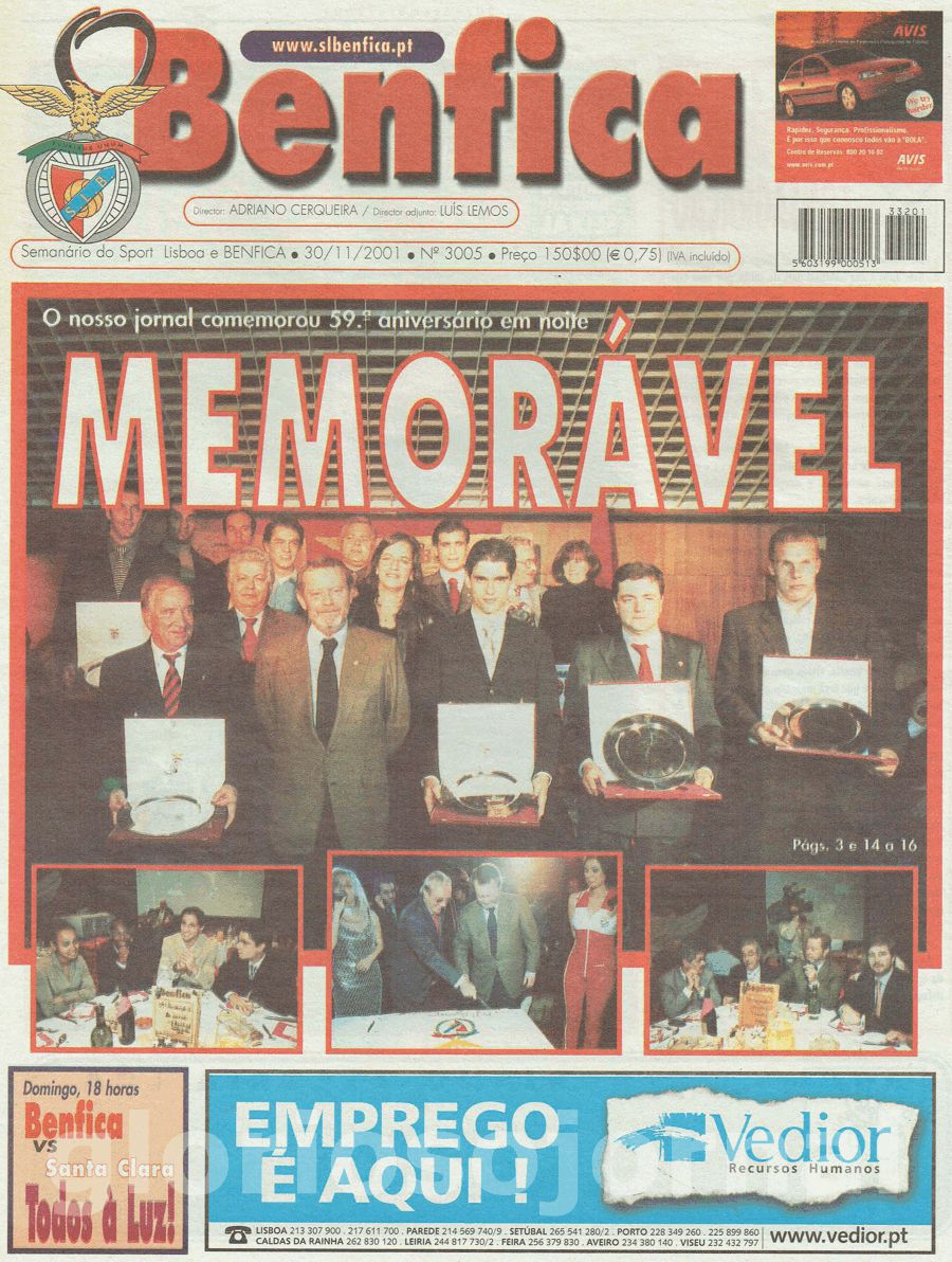 jornal o benfica 3005 2001-11-30